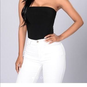 Black tubular bodysuit from Fashion Nova